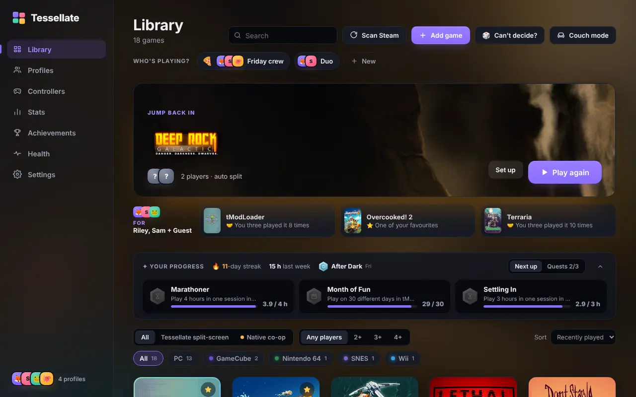 The Tessellate library with sample games